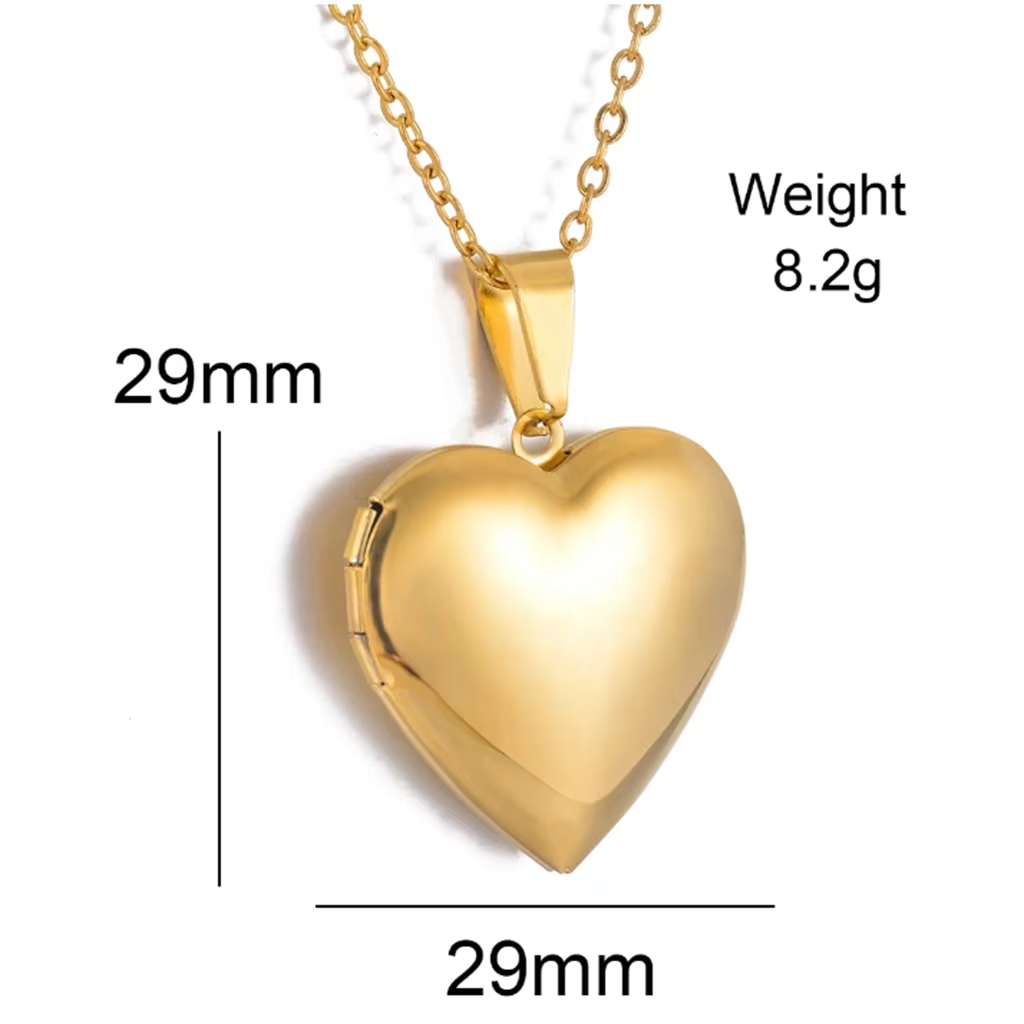 女性のためのパーソナライズされたステンレス鋼のネックレス,名 - Heart Locket Necklace Photo のレビューと価格