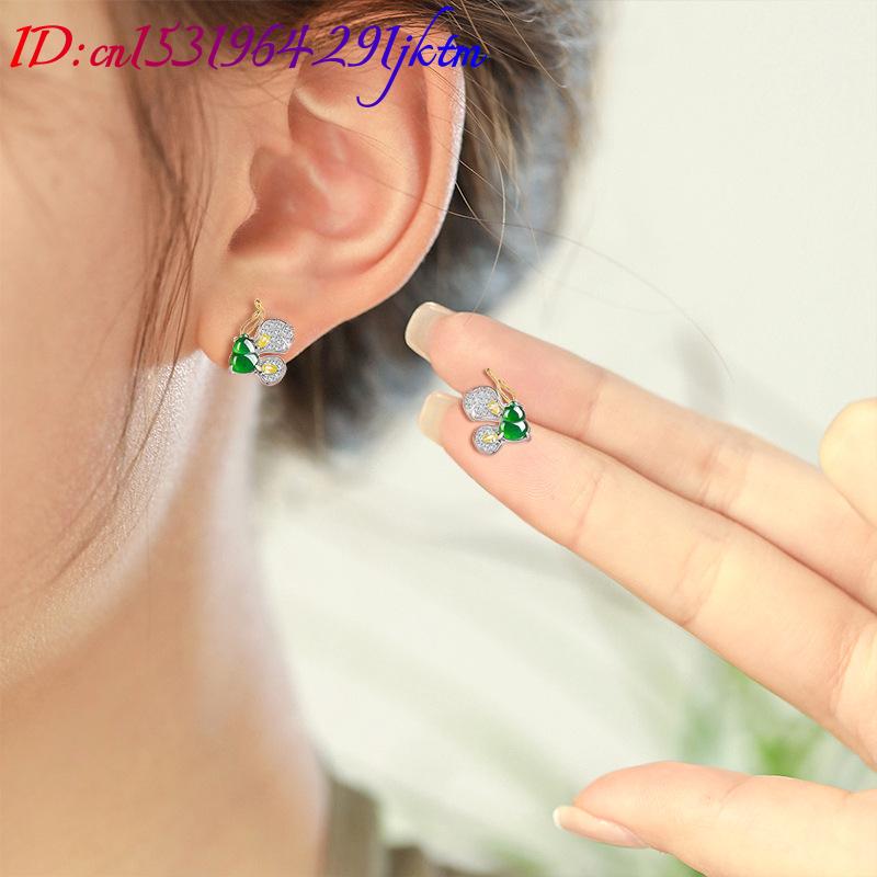 グリーンビルマ翡翠蝶イヤリング女性へのデザイナーギフト天然ビ - Earrings のレビューと価格