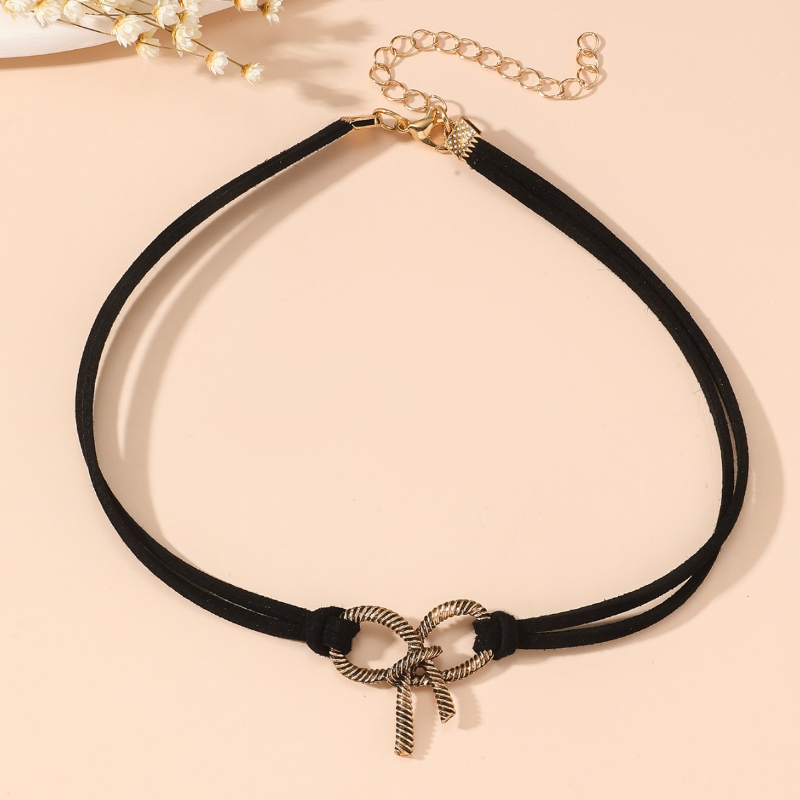 ヴィンテージメタルボウチョーカーネックレス女性用二重層ブラッ - Layered Pendant Necklace Aesthetic のレビューと価格