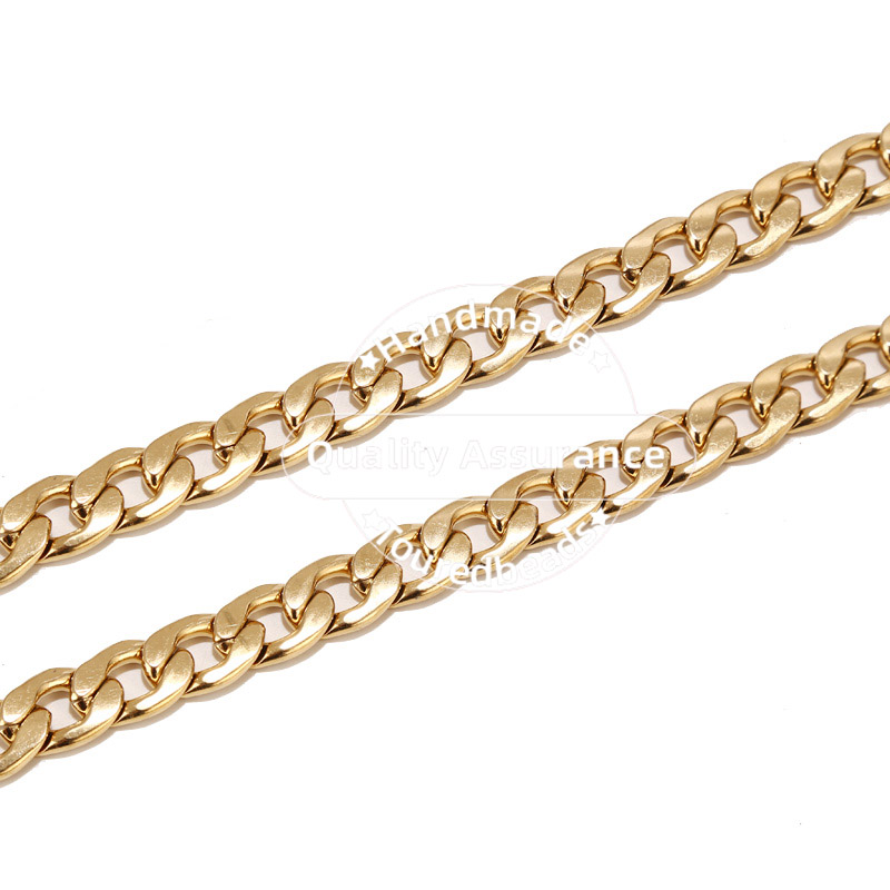 ステンレス鋼のフィガロチェーン,長さ1m,金の色,幅12mm - Cuban Link Chain 12Mm のレビューと価格