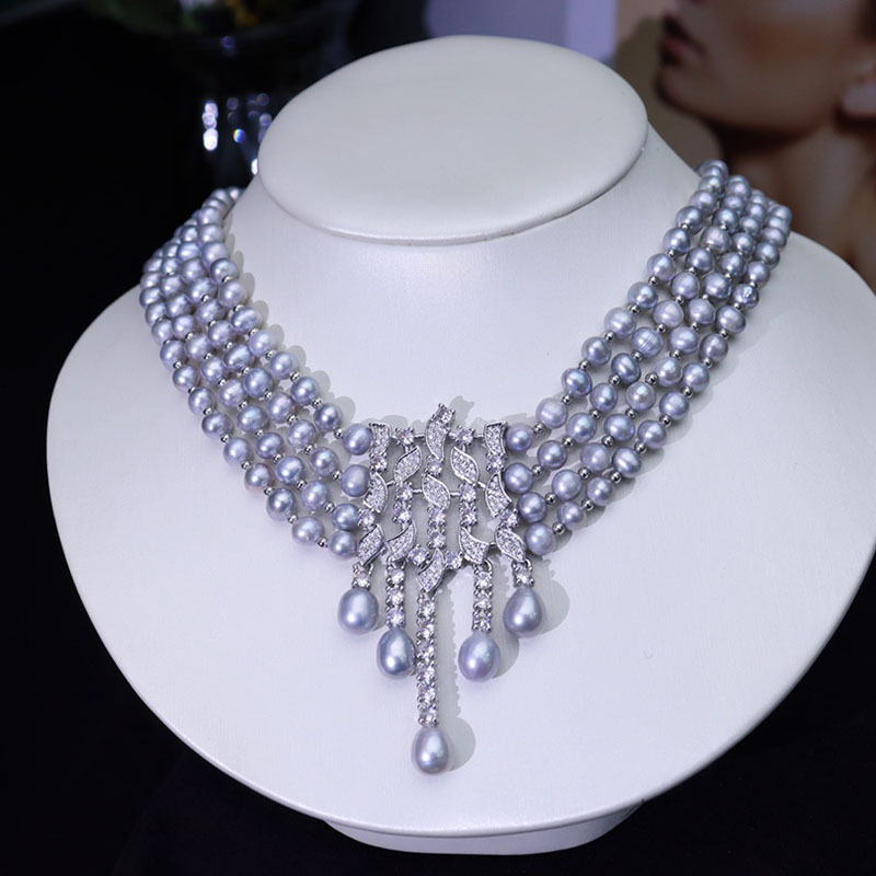 淡水パールネックレス、ヴィンテージ風トリプルレイヤー高級デザ - Pearl Choker Necklace Vintage のレビューと価格