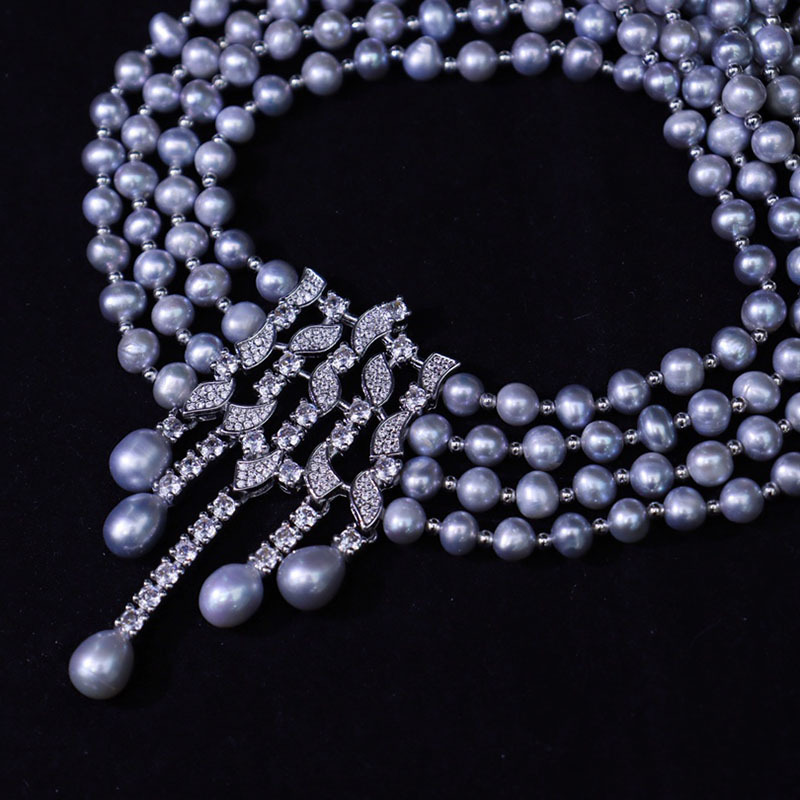 淡水パールネックレス、ヴィンテージ風トリプルレイヤー高級デザ - Pearl Choker Necklace Vintage のレビューと価格