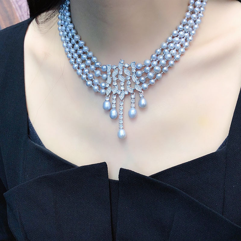 淡水パールネックレス、ヴィンテージ風トリプルレイヤー高級デザ - Pearl Choker Necklace Vintage のレビューと価格