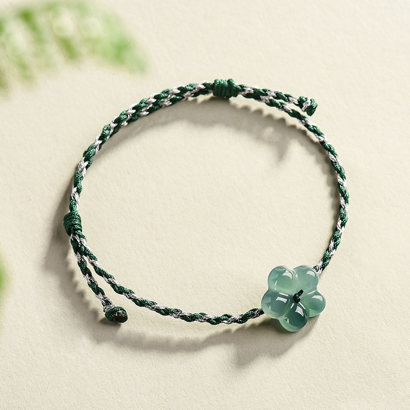 ビルマ翡翠フラワーブレスレット天然翡翠チャームファッションア - Bracelets のレビューと価格