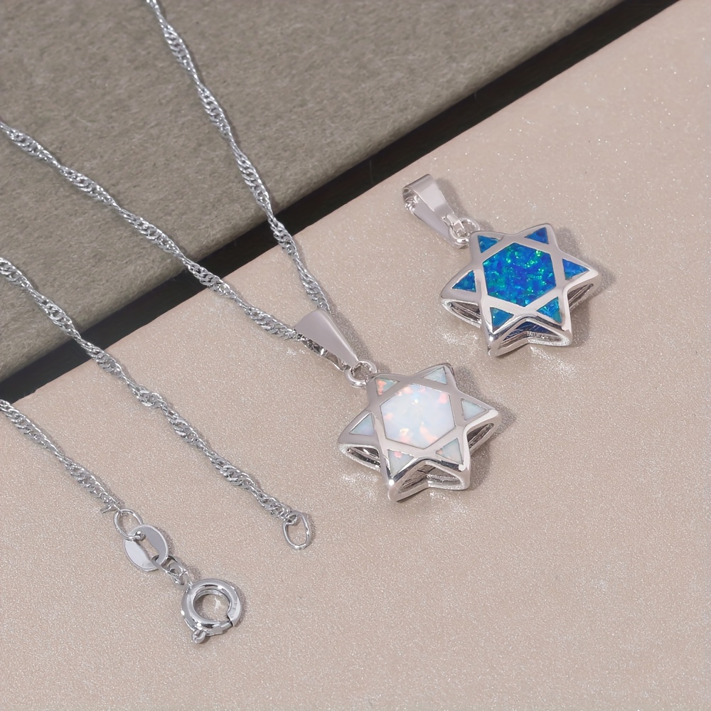 ダビデの星オパールペンダントネックレス リバーシブル ユダヤ - Necklaces のレビューと価格