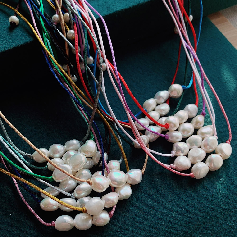 9-10 ミリメートルバロックパールチャームネックレスレディ - Pearl Choker Necklace Vintage のレビューと価格