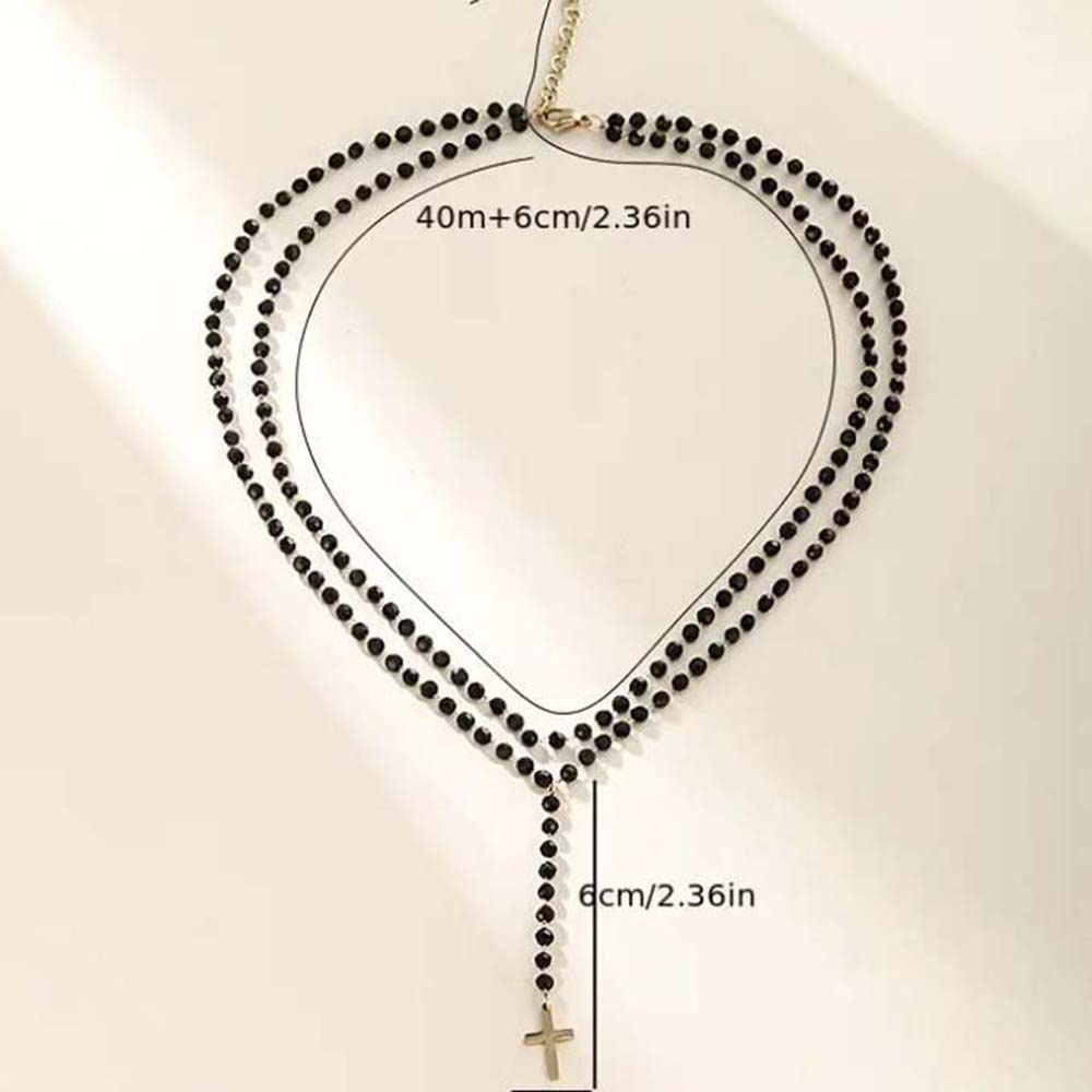 ゴシック二重層ブラッククリスタルビーズ Y ネックレス女性ク - Layered Pendant Necklace Aesthetic のレビューと価格
