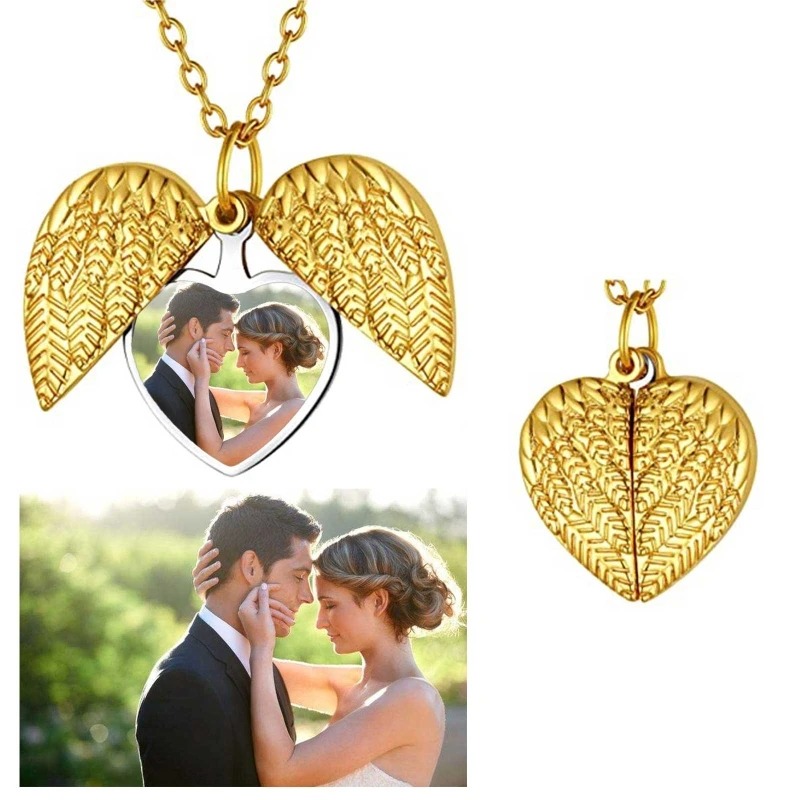 カスタム写真ハートロケットネックレスパーソナライズされた写真 - Heart Locket Necklace Photo のレビューと価格