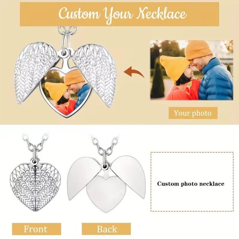 カスタム写真ハートロケットネックレスパーソナライズされた写真 - Heart Locket Necklace Photo のレビューと価格