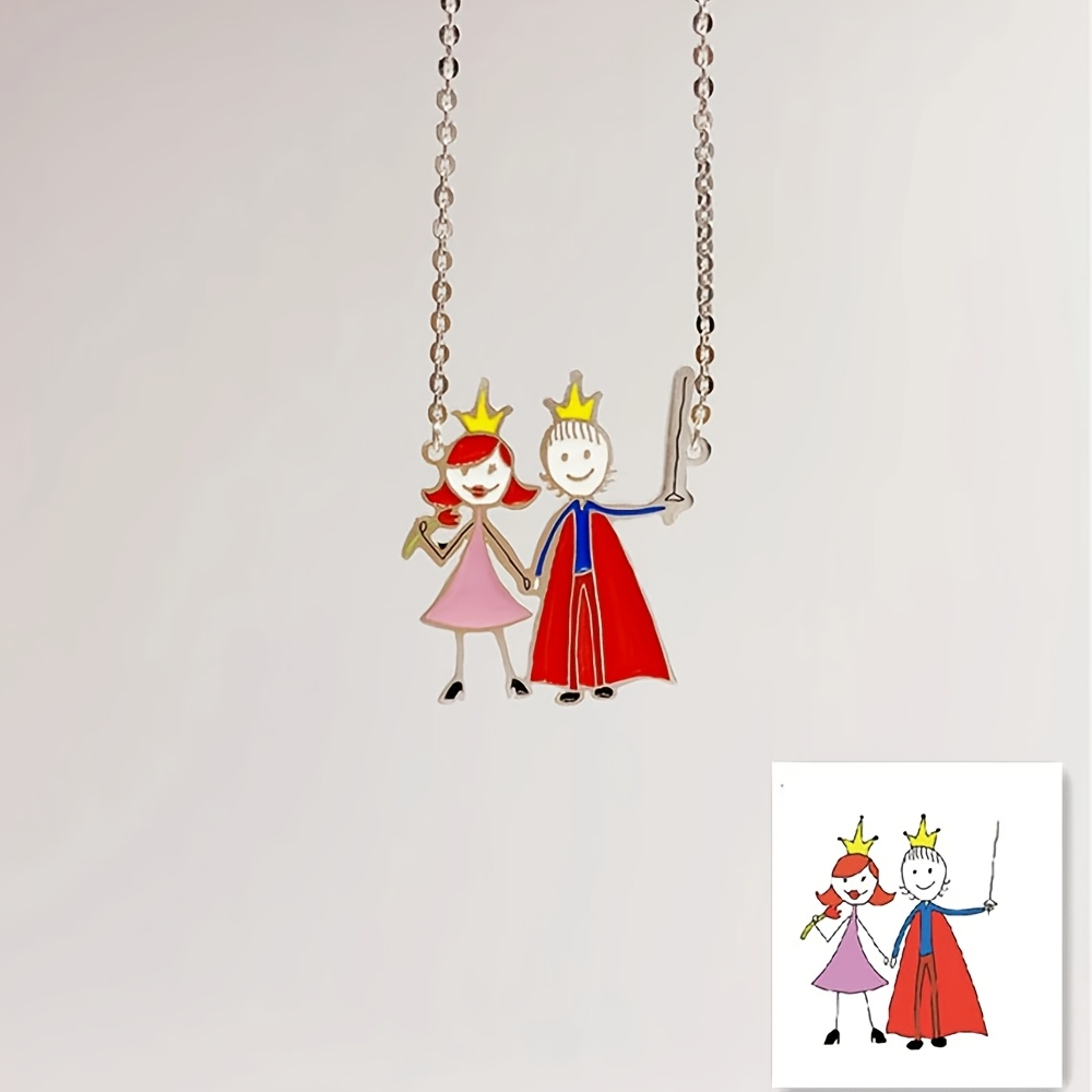 カスタムエナメルペンダントネックレス 子供の絵画制作チャーム - Custom Name Necklace Stainless Steel のレビューと価格