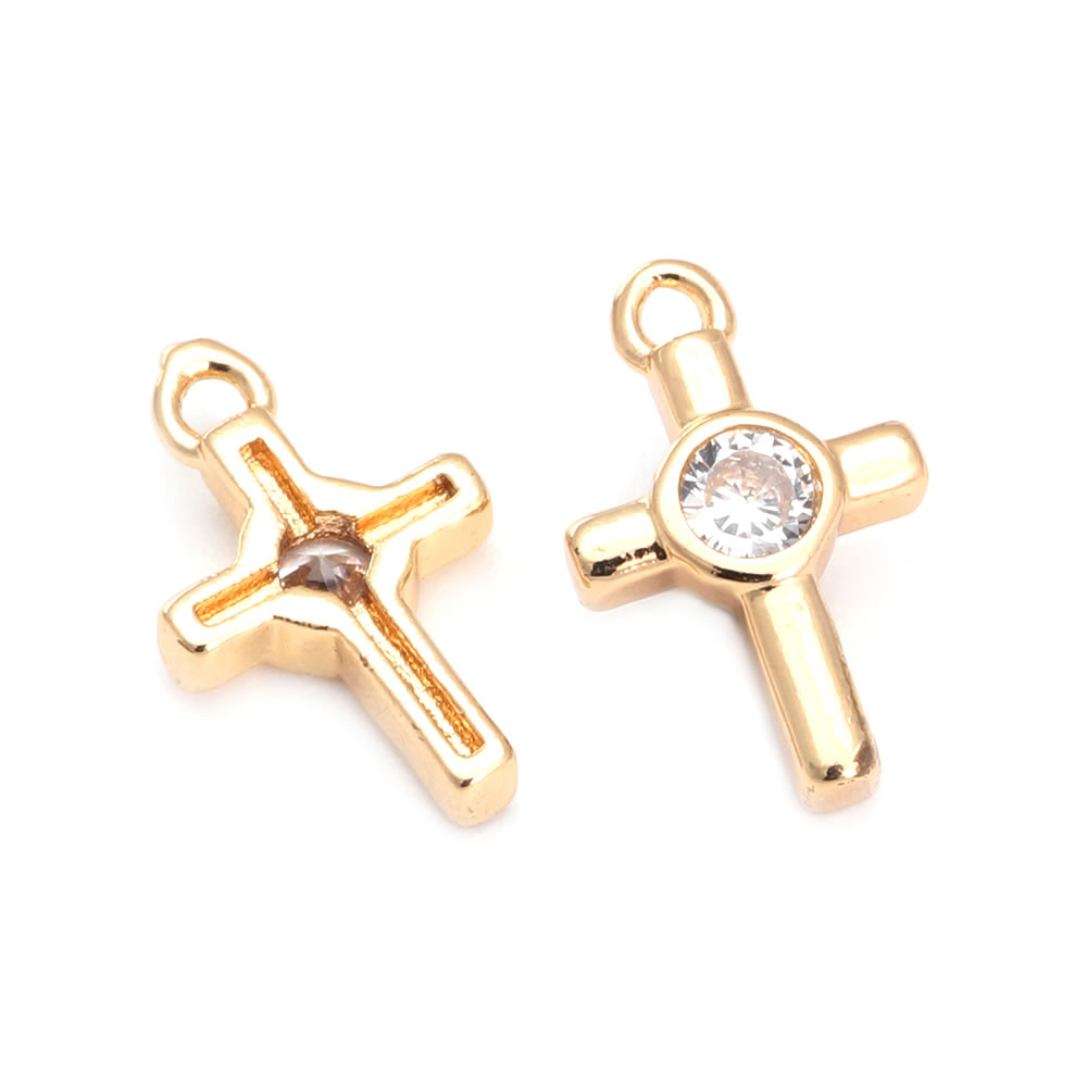 星と月の形をしたジルコンの真ちゅう製ネックレス,18kゴール - Cross Pendant Necklace Gold のレビューと価格