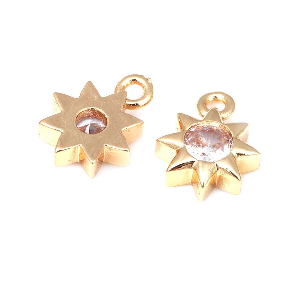 星と月の形をしたジルコンの真ちゅう製ネックレス,18kゴール - Cross Pendant Necklace Gold のレビューと価格