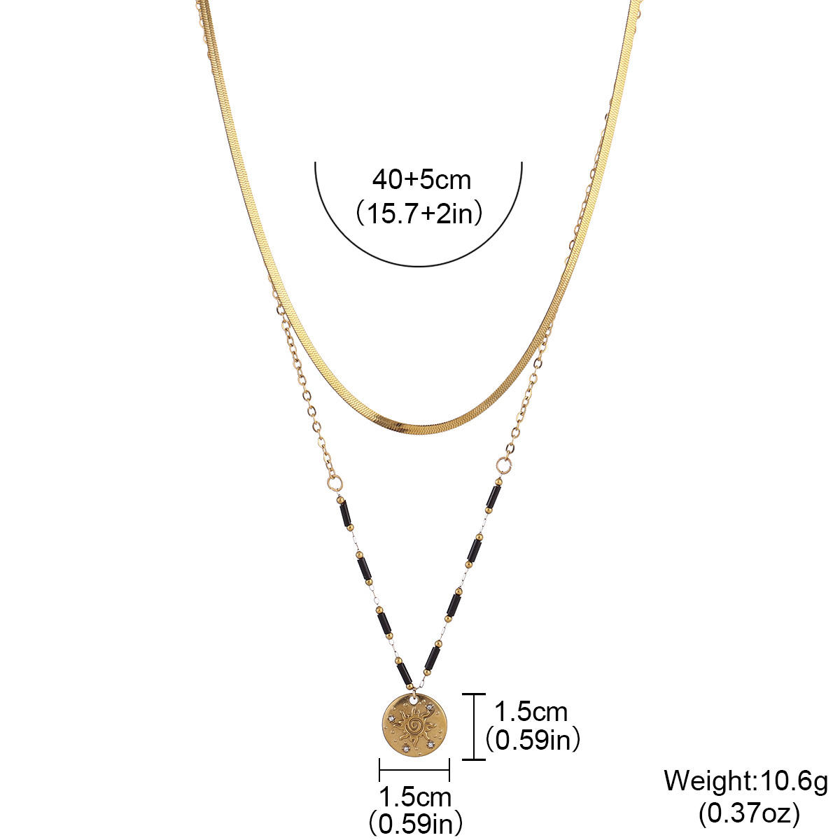 ボヘミアンサンフェイスコインレイヤードネックレス ステンレス - Layered Pendant Necklace Aesthetic のレビューと価格