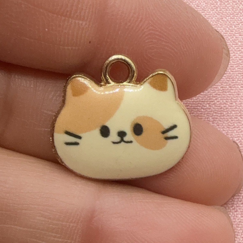 12個入りプリント猫ヘッド合金ドリップオイルペンダント、DI - Earrings のレビューと価格