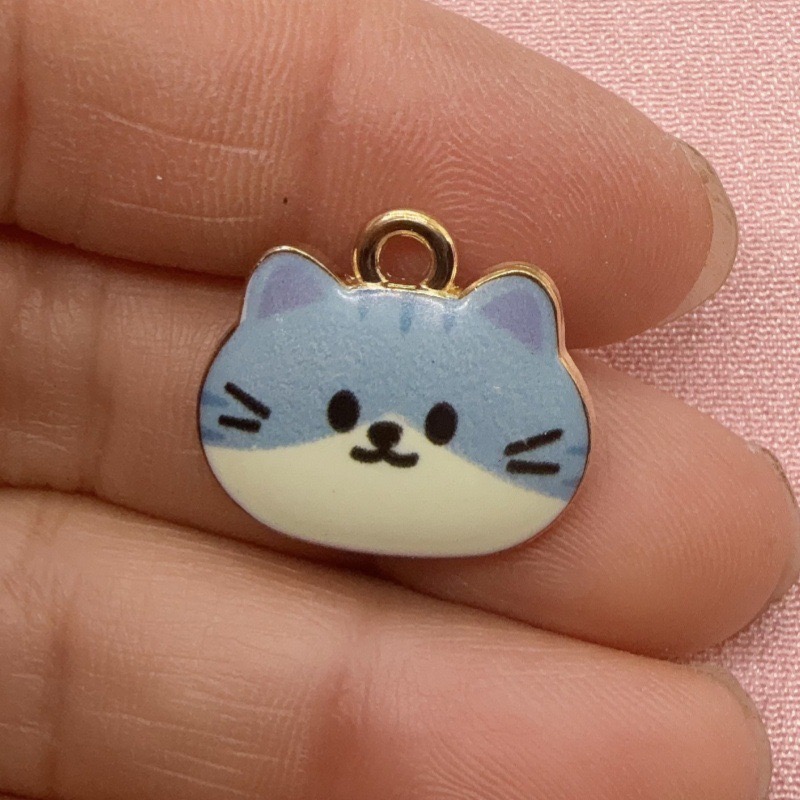 12個入りプリント猫ヘッド合金ドリップオイルペンダント、DI - Earrings のレビューと価格