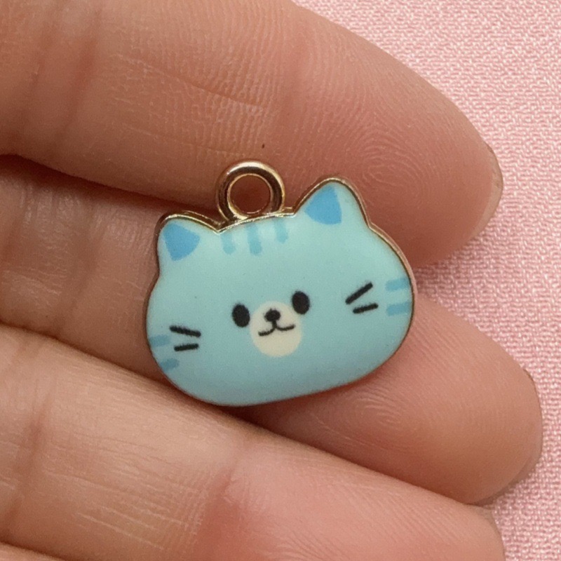 12個入りプリント猫ヘッド合金ドリップオイルペンダント、DI - Earrings のレビューと価格