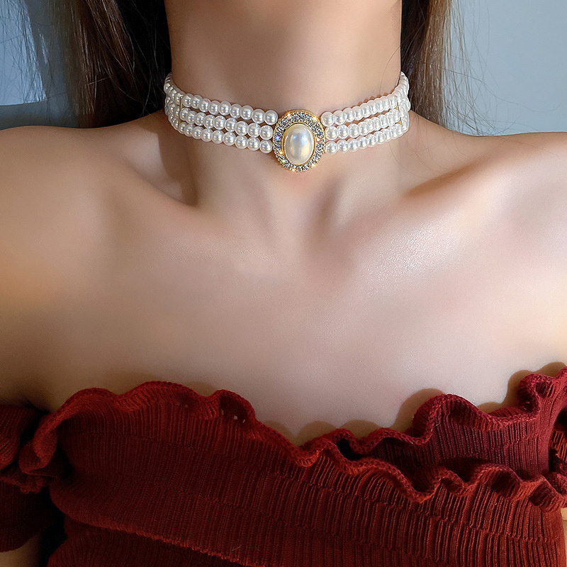 女性のための模造真珠チョーカーネックレス,高級ヴィンテージネ - Pearl Choker Necklace Vintage のレビューと価格