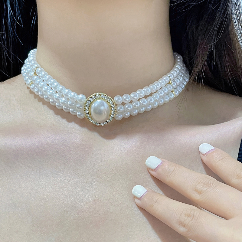 女性のための模造真珠チョーカーネックレス,高級ヴィンテージネ - Pearl Choker Necklace Vintage のレビューと価格