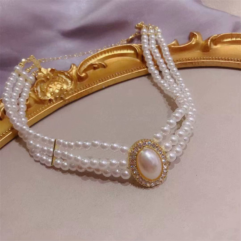 女性のための模造真珠チョーカーネックレス,高級ヴィンテージネ - Pearl Choker Necklace Vintage のレビューと価格