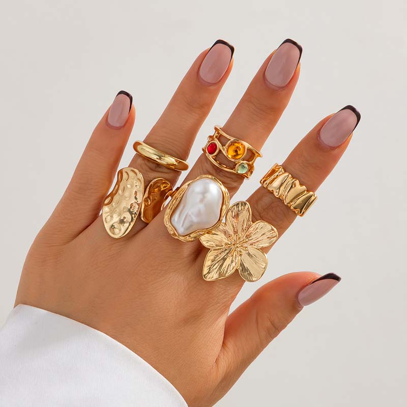 6 ピース/セットヴィンテージメタルフラワーリングセット女性 - Vintage Punk Knuckle Rings Set のレビューと価格