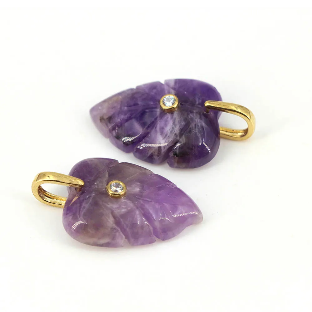天然ヒーリングクリスタルリーフペンダント ジルコン天然石チャ - Crystal Pendant Necklace Natural Stone のレビューと価格