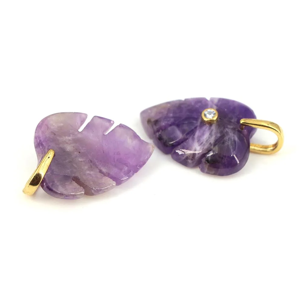 天然ヒーリングクリスタルリーフペンダント ジルコン天然石チャ - Crystal Pendant Necklace Natural Stone のレビューと価格