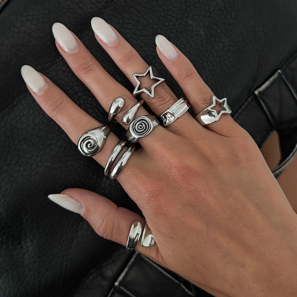Ingemark 8 ピース/セット ゴシック五芒星スレッド - Vintage Punk Knuckle Rings Set のレビューと価格