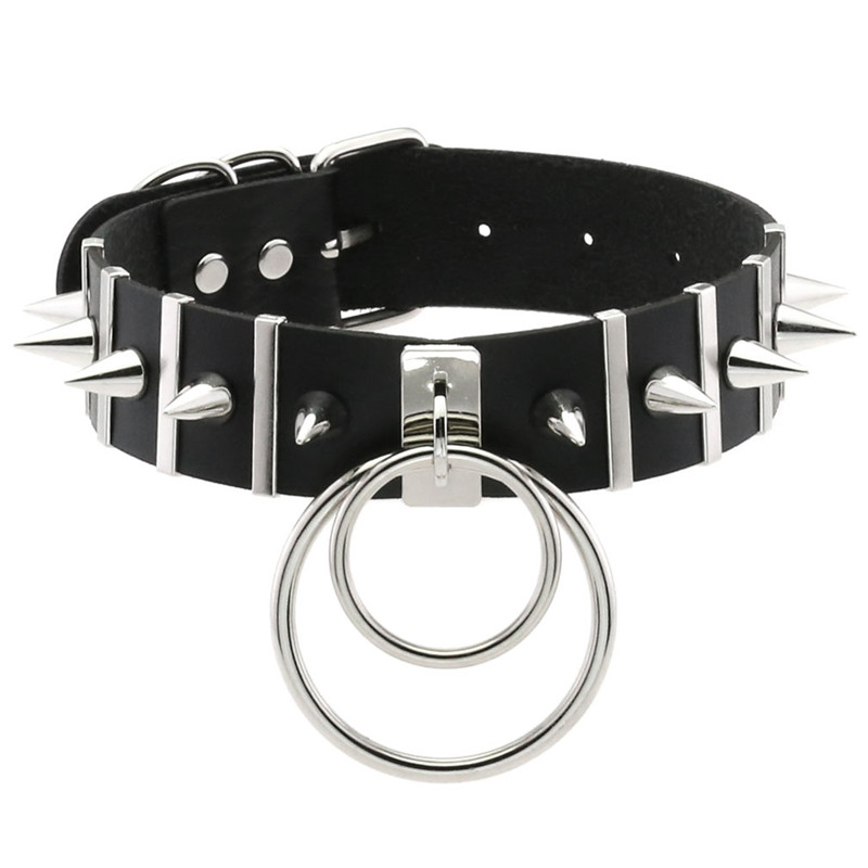 ピンクのボンデージネックレス,パイク,ラウンドネック,パンク - Goth Punk Spike Choker のレビューと価格