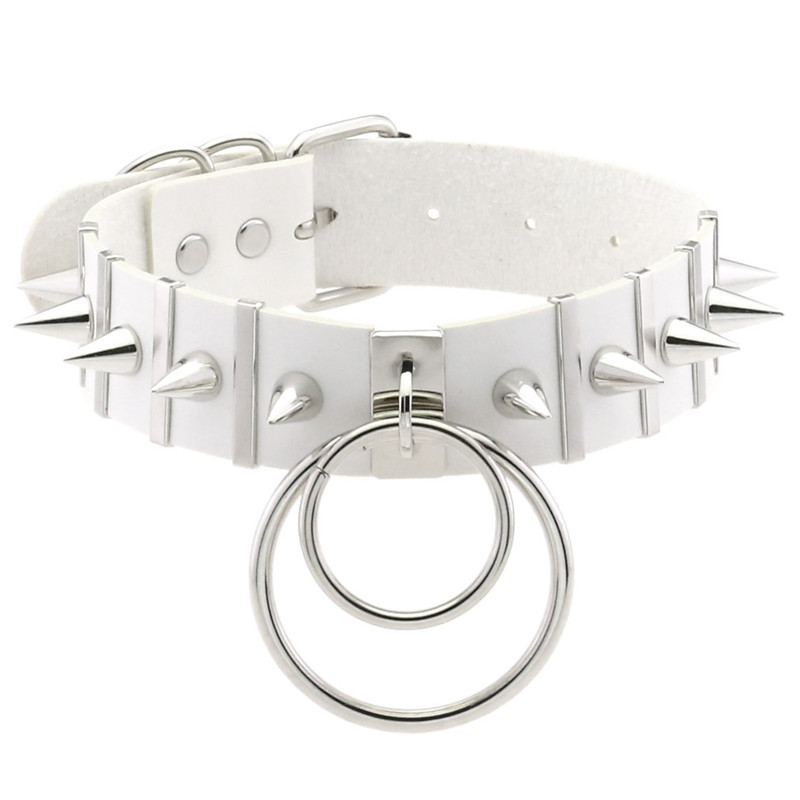 ピンクのボンデージネックレス,パイク,ラウンドネック,パンク - Goth Punk Spike Choker のレビューと価格