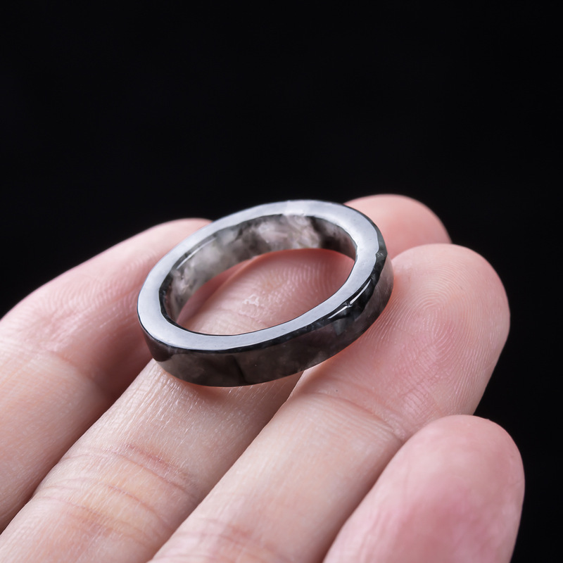 天然A級ビルマ産、黒翡翠アイスタイプリング、男女兼用ジュエリ - Rings のレビューと価格