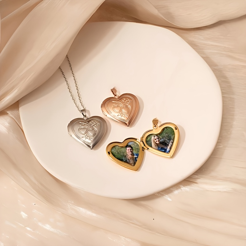 カスタム1/2フォトネックレス ハート型ネックレス カスタマ - Heart Locket Necklace Photo のレビューと価格