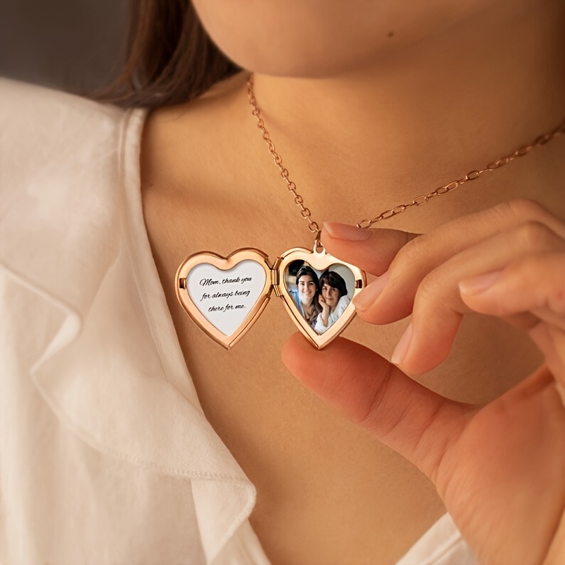 カスタム1/2フォトネックレス ハート型ネックレス カスタマ - Heart Locket Necklace Photo のレビューと価格