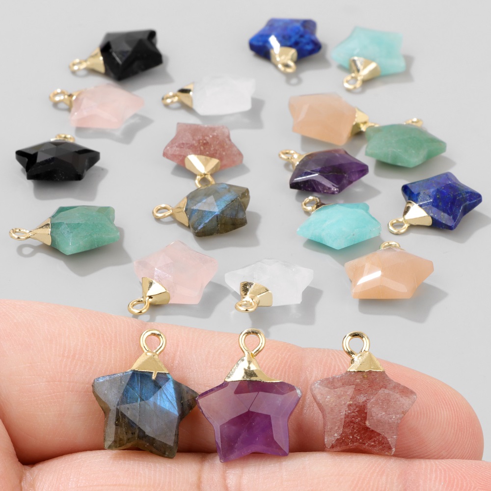 ジュエリー作り用の天然水晶翡翠チャーム,星型の石のペンダント - Crystal Pendant Necklace Natural Stone のレビューと価格