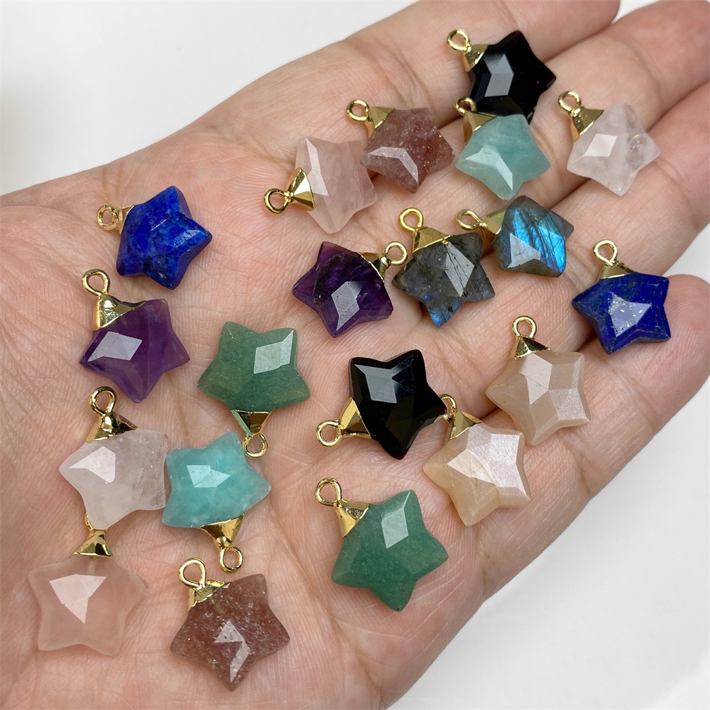 ジュエリー作り用の天然水晶翡翠チャーム,星型の石のペンダント - Crystal Pendant Necklace Natural Stone のレビューと価格
