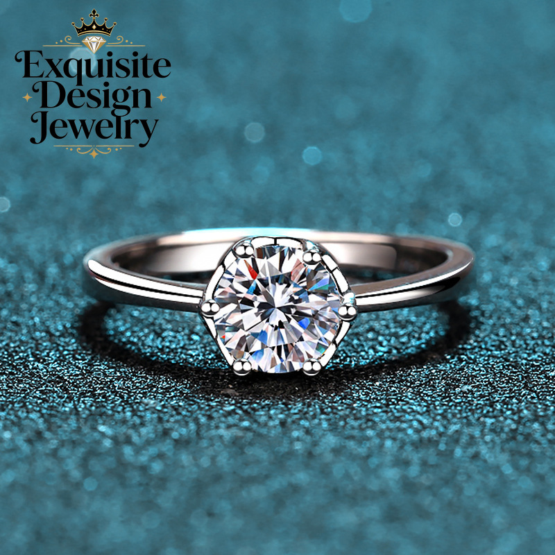 精巧なプラチナPT950製、輝く1カラットのモアサナイトリン - Moissanite Engagement Ring 1 Carat のレビューと価格
