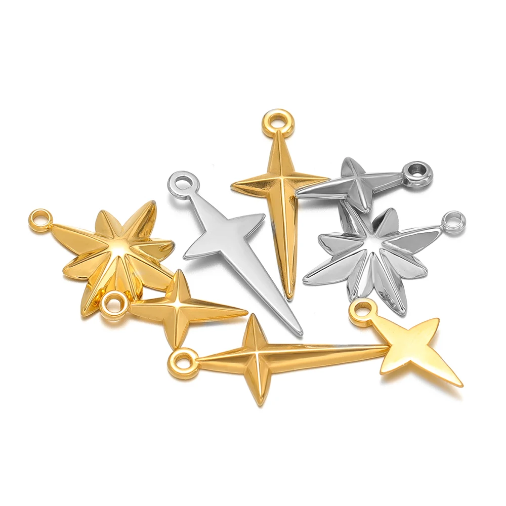 ゴールドのクロススターチャーム,ステンレススチール,ネックレ - Cross Pendant Necklace Gold のレビューと価格