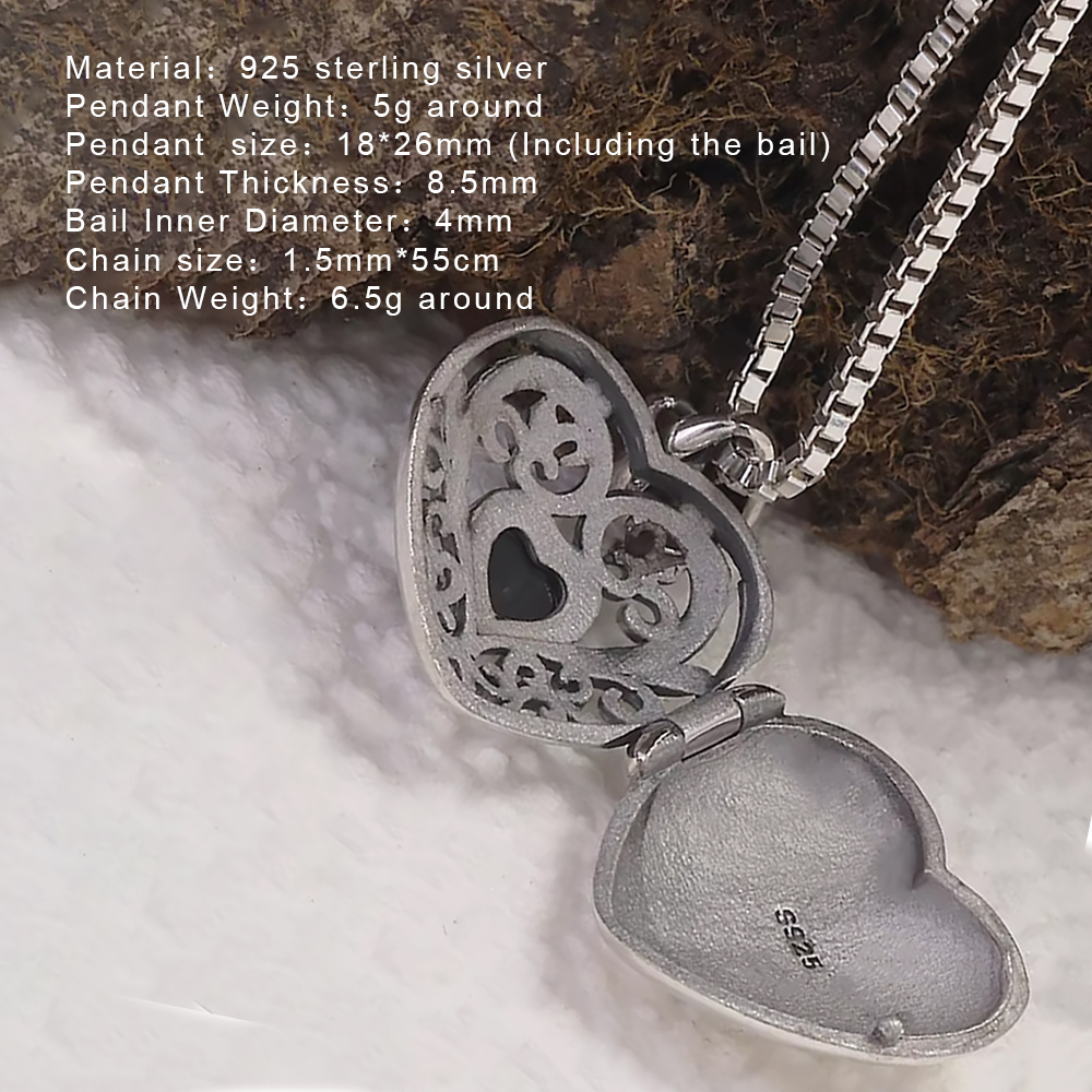 925 スターリングシルバー開閉可能なロケットラブハートペン - Heart Locket Necklace Photo のレビューと価格