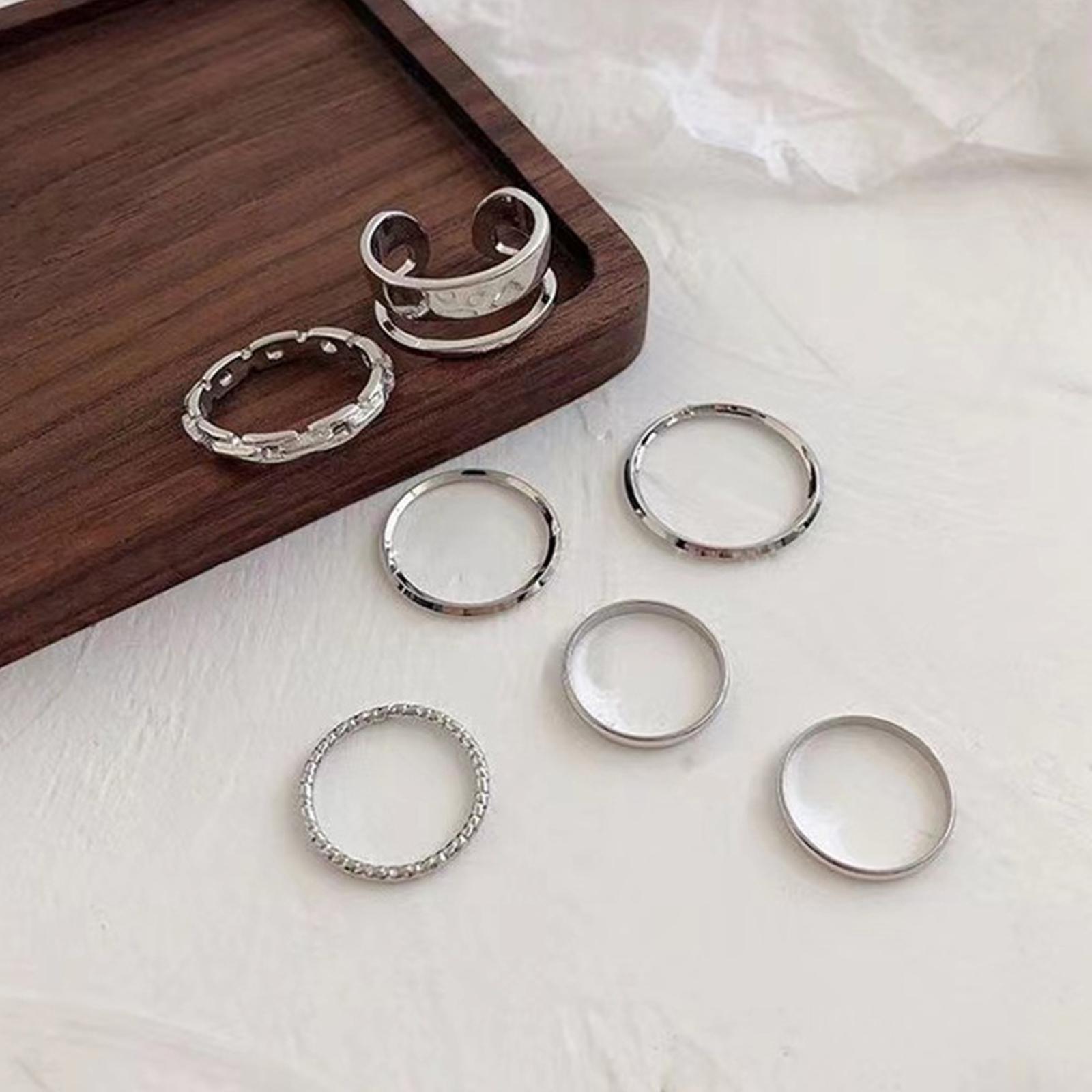 レディースヒップホップリングセット ヴィンテージシルバーカラ - Vintage Punk Knuckle Rings Set のレビューと価格